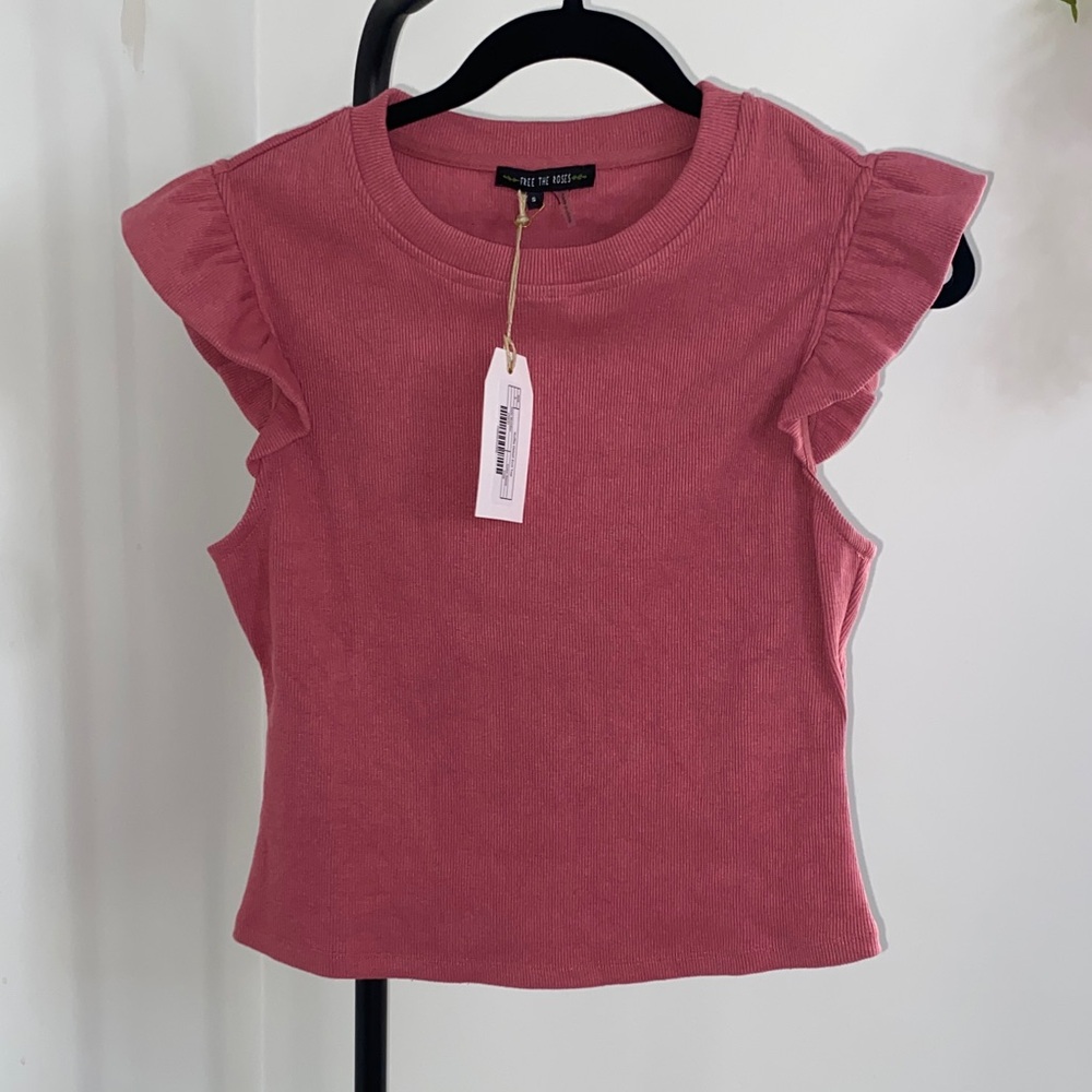 Free the Roses Mauve Ruffle Tank Top